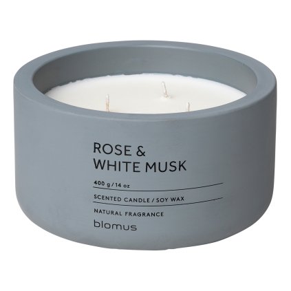 Blomus-tuoksukynttilä FRAGA ⌀ 13 cm, ruusu ja valkoinen myski
