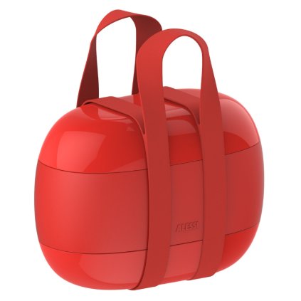 Alessi-lounaslaatikko FOOD A PORTER, 2 rasiaa, punainen