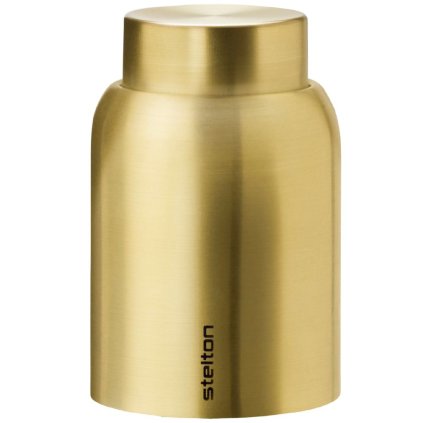 Stelton -samppanjapullon sulkija COLLAR, harjattu messinki, tyhjiötiiviste