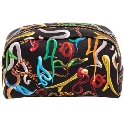 Seletti-kosmetiikkalaukku TOILETPAPER SNAKES 23 x 13 cm, musta