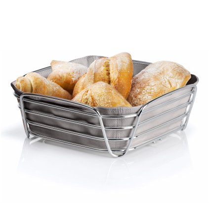 Blomus-leipäkori DELARA L, 26 cm, harmaanruskea, kromi