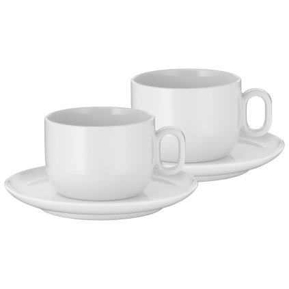 WMF-kahvikuppi lautasella BARISTA, 2 kpl sarja, 160 ml, valkoinen