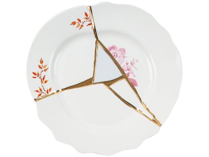 Seletti-jälkiruokalautanen KINTSUGI 1 21 cm, valkoinen