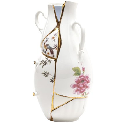 Seletti-maljakko KINTSUGI 32 cm, valkoinen