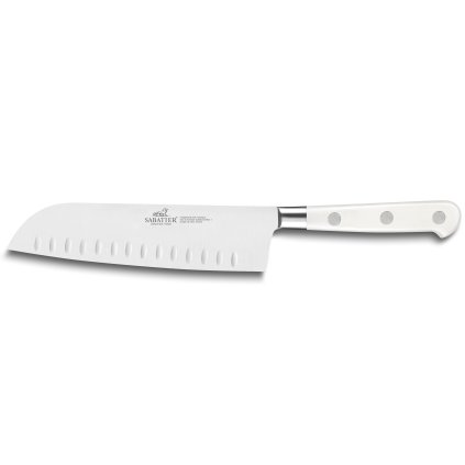 Lion Sabatier -Santoku-veitsi TOQUE 18 cm, niitit ruostumatonta terästä, valkoinen