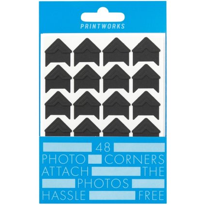 Printworks-valokuvakulmat, 48 kpl sarja, itseliimautuva, musta, paperi
