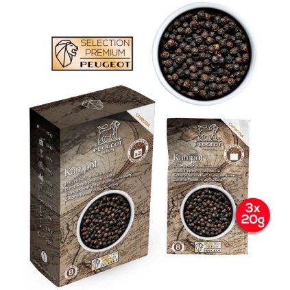 Peugeot-mustapippuri KAMPOT PREMIUM 3 x 20 g