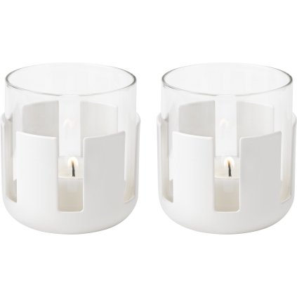Stelton-lämpökynttiläkuppi LUNA 7 cm, pehmeän valkoinen, ruostumaton teräs/lasi