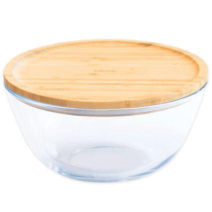Pebbly -säilytysastia elintarvikkeille PKV-013 2,6 l, lasi/bambu
