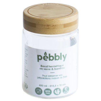 Pebbly -keittiön säilytyspurkki PKV-026 450 ml, lasi/bambu