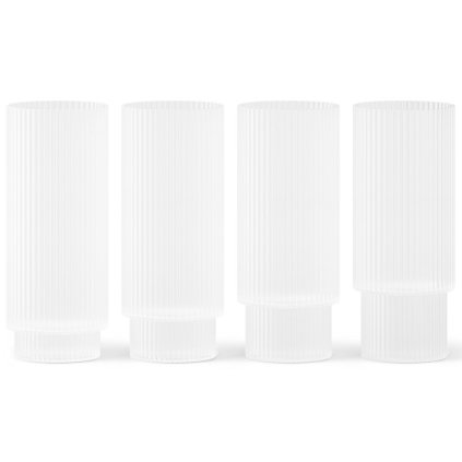 Korkea juomalasi RIPPLE 300 ml, 4 kpl sarja, valkoinen, kiinteä LIVING