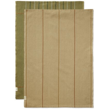 Keittiöpyyhe ITO 50 x 70 cm, 2 kpl sarja, vihreä / beige, puuvilla, kiinteä LIVING