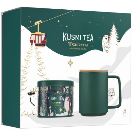 215460 cerny caj tsarevna 2024 120 g plechovka hrnek kusmi tea
