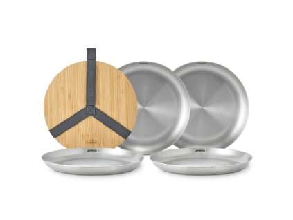 218462 jidelni talir outdoor 25 cm sada 4 ks stribrna nerezova ocel black blum