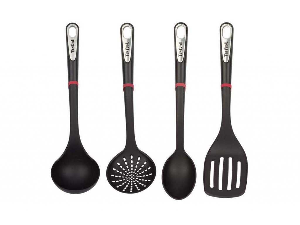 Tefal - Pince à salade et spatule de cuisine INGENIO noir/rouge