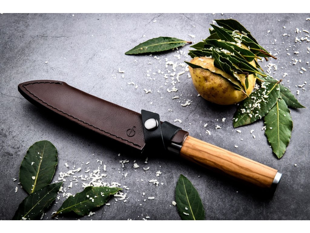 Étui de couteau pour Couteau Santoku 14 cm, cuir, Forged
