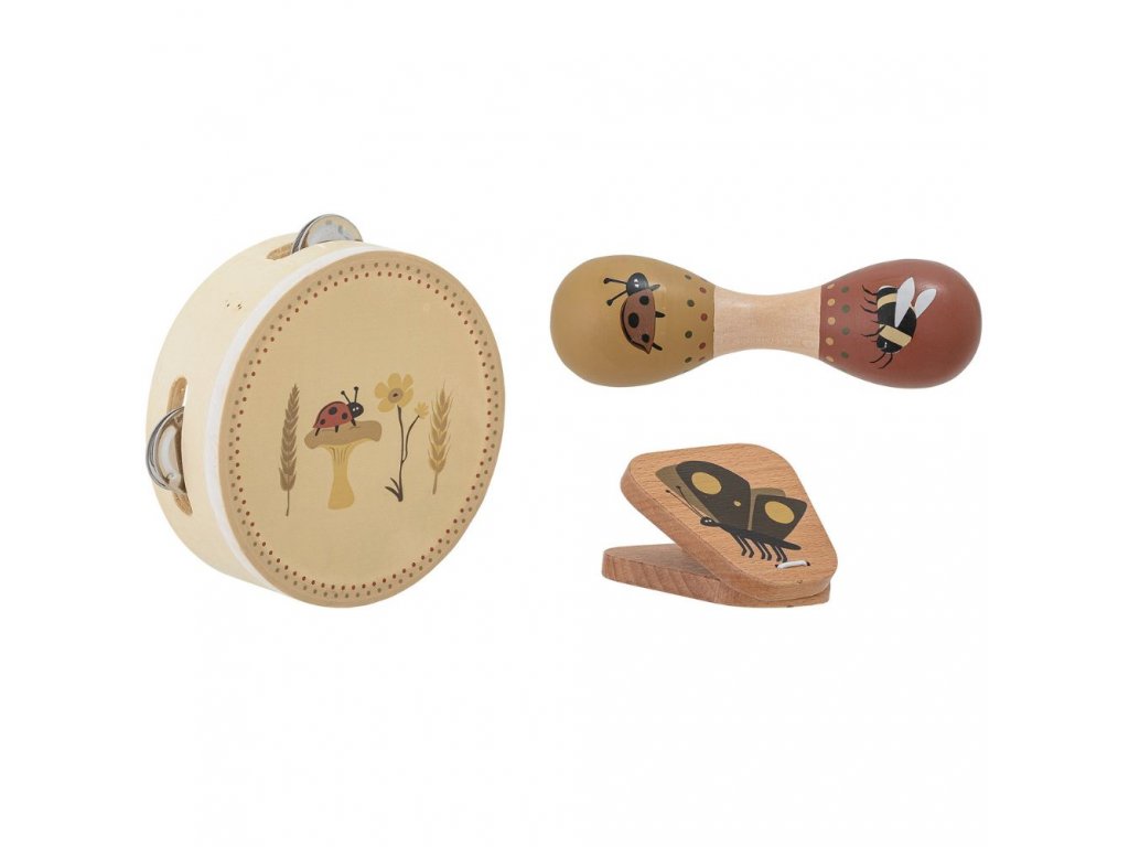 Jouet pour enfants DRISS, ensemble d'instruments de musique, 3 pièces,  bois, Bloomingville 