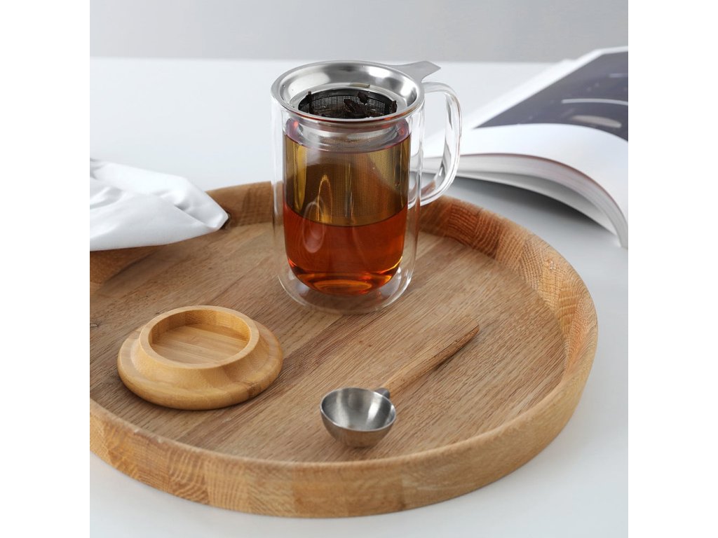 Mug à thé avec poignée infuseur et couvercle - verre - La Poste