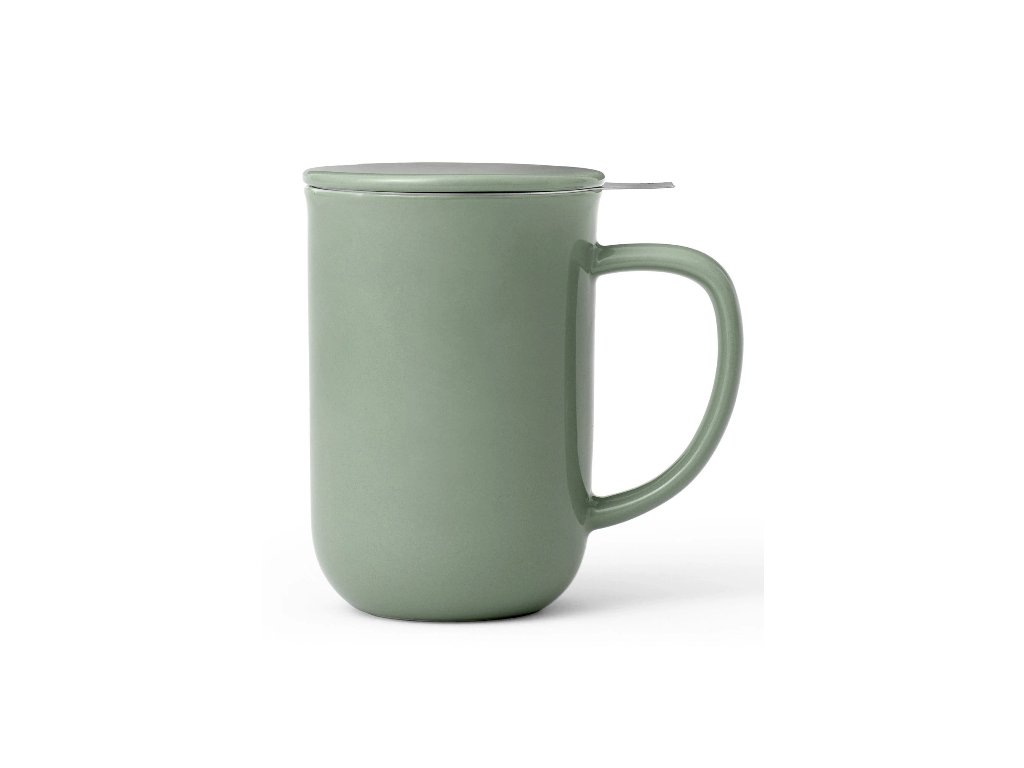 Mug vert avec infuseur et couvercle Tasse en grès Mug à thé 