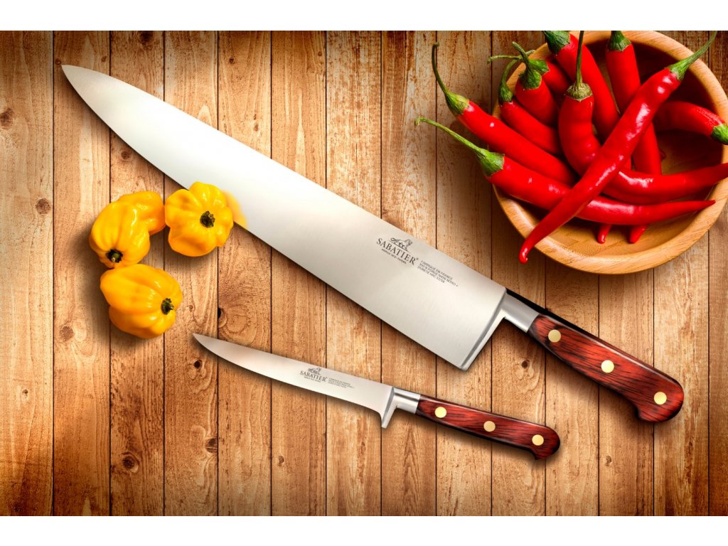 Couteau de chef SAVEUR 20 cm, rivets en laiton, marron, Lion Sabatier 