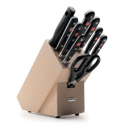 Set de bloc à couteaux CLASSIC, 10 pièces, avec fusil d'affûtage, fourchette à viande et ciseaux, Wüsthof