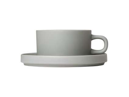 Tasse à thé avec soucoupe PILAR, set de 2 pc, 170 ml, gris clair, Blomus