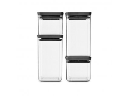 Bocal de rangement, set de 4 pc, couvercles gris, Brabantia