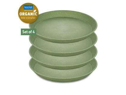 Assiette en plastique CONNECT, set de 4 pc, 20,5 cm, vert feuille naturel, Koziol