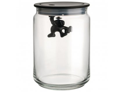 Bocal de rangement GIANNI 900 ml, couvercle noir, verre, Alessi