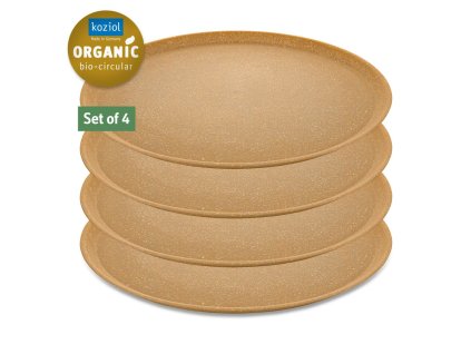 Assiette en plastique CONNECT, set de 4 pc, 25,5 cm, couleur bois naturel, Koziol