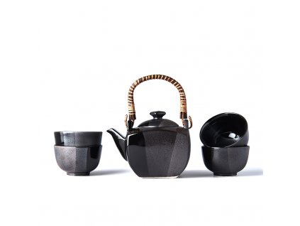 Théière et tasses à thé en set GUNMETAL, 5 pièces, MIJ