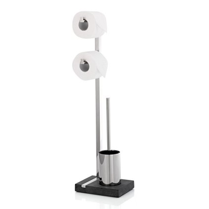 Porte papier toilette sur pied avec porte papier toilette supplémentaire et brosse WC MENOTO, Blomus
