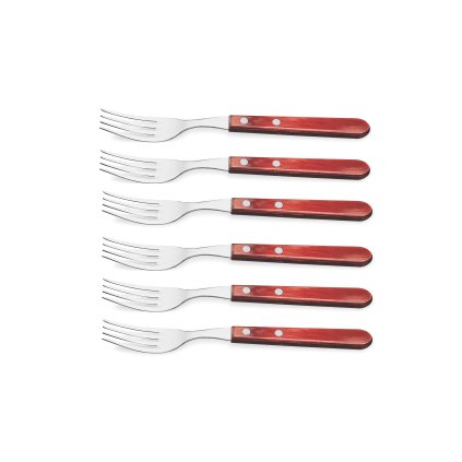 Fourchettes de table JUMBO, set de 6 pièces, manche en bois, Tramontina