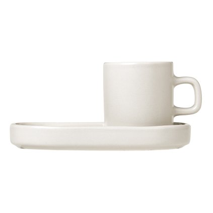 Tasse à espresso avec dessous de verre PILAR, set de 2 pc, 50 ml, crème, Blomus