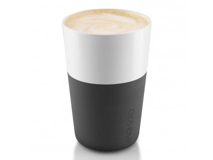 Mug 360 ml, set de 2 pc, avec couvercle en silicone, noir de carbone, Eva Solo