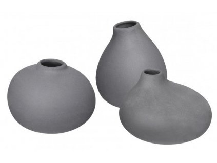 Vase NONA, set de 3 pc, gris foncé, Blomus