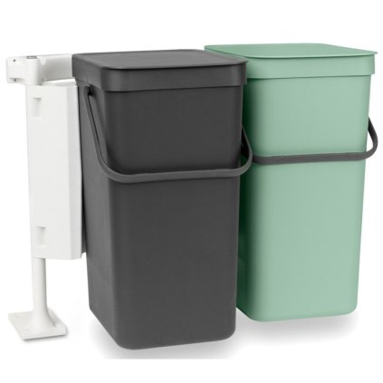 Poubelle encastrable SORT & GO 2 x 16 l, gris/vert, Brabantia