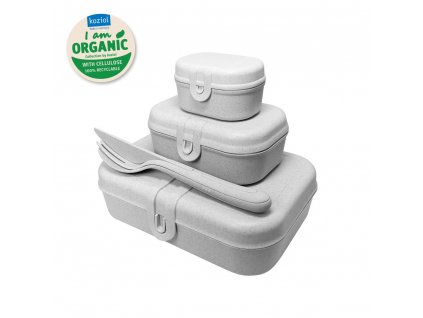 Set de lunchbox PASCAL READY, avec set de couverts de voyage, gris organique, Koziol