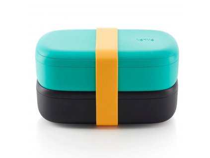 Lunchbox TO GO 2 x 500 ml, double, turquoise/noir, Lékué