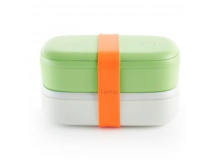 Lunchbox TO GO 2 x 500 ml, double, vert/blanc, Lékué
