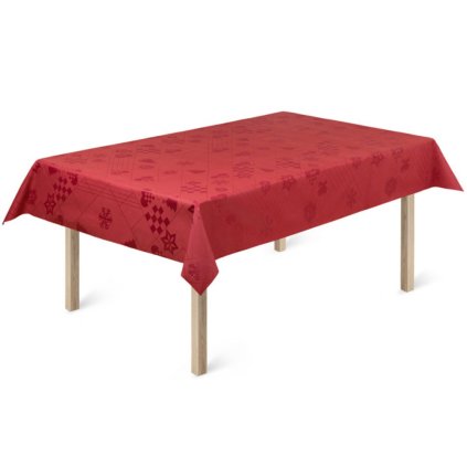 Nappe de Noël NATALE 150 x 370 cm, tissé jacquard, rouge, Rosendahl