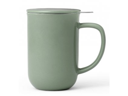 Mug vert avec infuseur et couvercle, Tasse en grès, Mug à thé