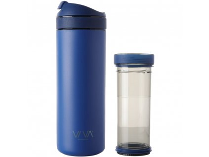 Mug de voyage RECHARGE ANYTIME 460 ml, avec infuseur à thé, bleu roi, Viva Scandinavia