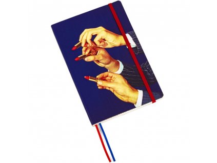 Cahier de notes TOILETPAPER LIPSTICKS 21 x 14 cm, bleu, Seletti