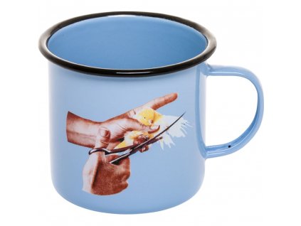 Mug TOILETPAPER BIRD 10 cm, bleu, émail, Seletti