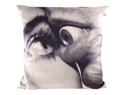 Coussin TOILETPAPER EYE & MOUTH 50 x 50 cm, gris, Seletti