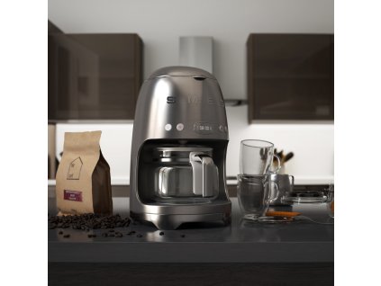 Machine à café filtre 50'S STYLE DCF02SSEU, gris mat, Smeg