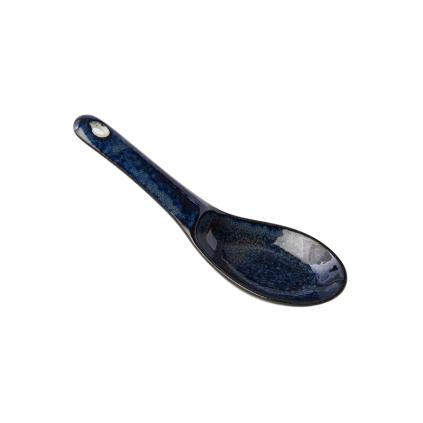 Cuillères japonaise à ramen INDIGO BLUE 15 cm, bleu, céramique, MIJ