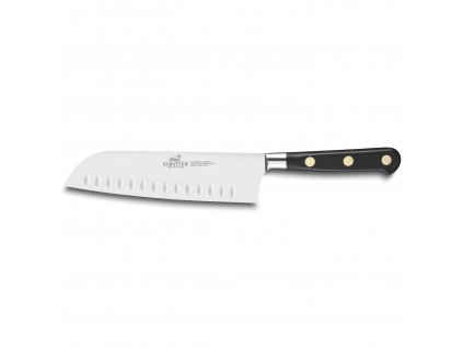Couteau Santoku IDÉAL 18 cm, rivets laiton, noir, Lion Sabatier
