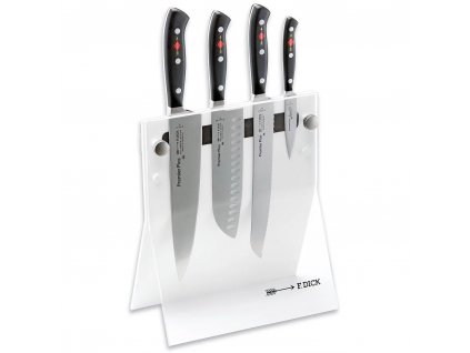 Couteaux de cuisine PREMIER PLUS avec support, set de 4, blanc, acier inoxydable, F.DICK